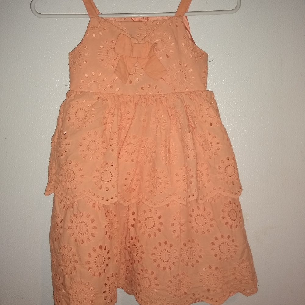 Blueberi Boulevard Peach Eyelet Kids Dress